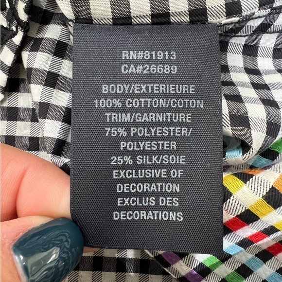 Robert Graham Flip Cuff Rainbow Gingham Plaid Check Embroidered Button Down XL - Picture 12 of 14